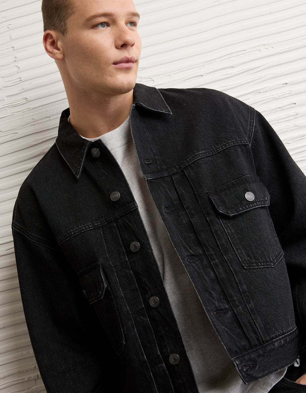 Chaqueta Denim de mezclilla para hombre. - Negro 0106_1845_001_of
