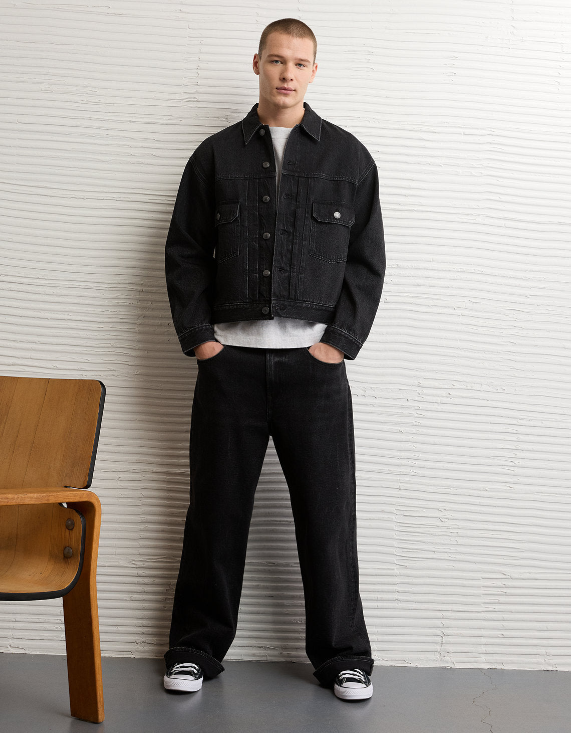 Chaqueta Denim de mezclilla para hombre. - Negro 0106_1845_001_os