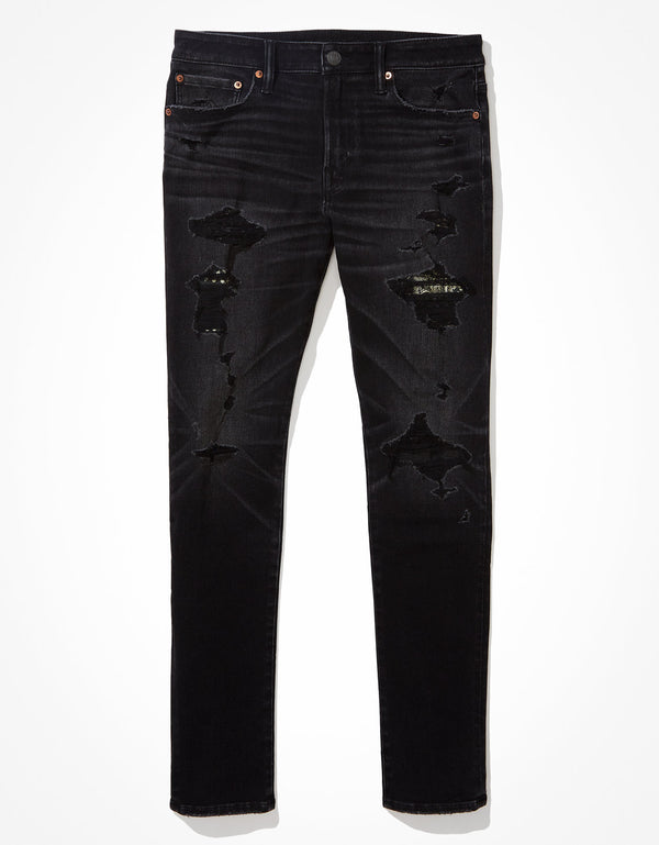 Jean Slim con Parches Ae - Negro