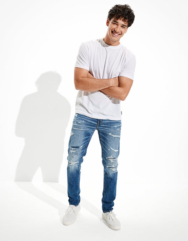 Jean Skinny con Parches Ae - Azul