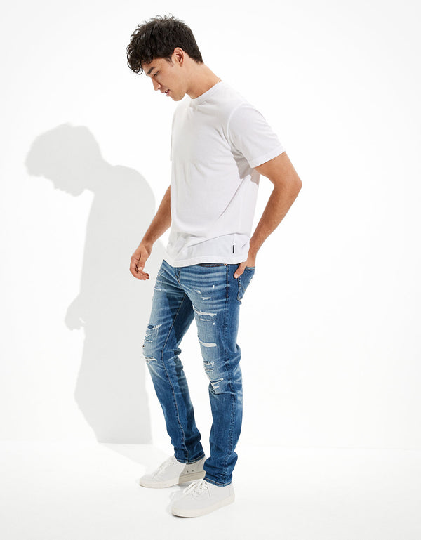 Jean Skinny con Parches Ae - Azul