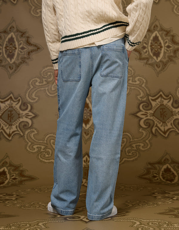 Ae x Tru Kolors Pantalón en Denim Pleated - Azul