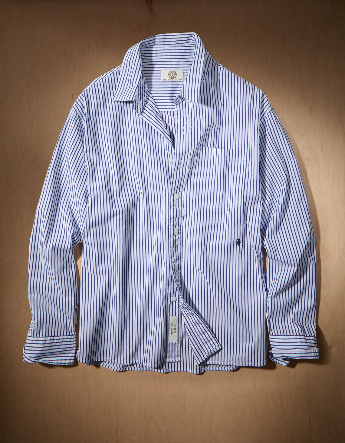 AE x Tru Kolors Camisa de Popelina a Rayas - Blanco 0151_2991_100_f