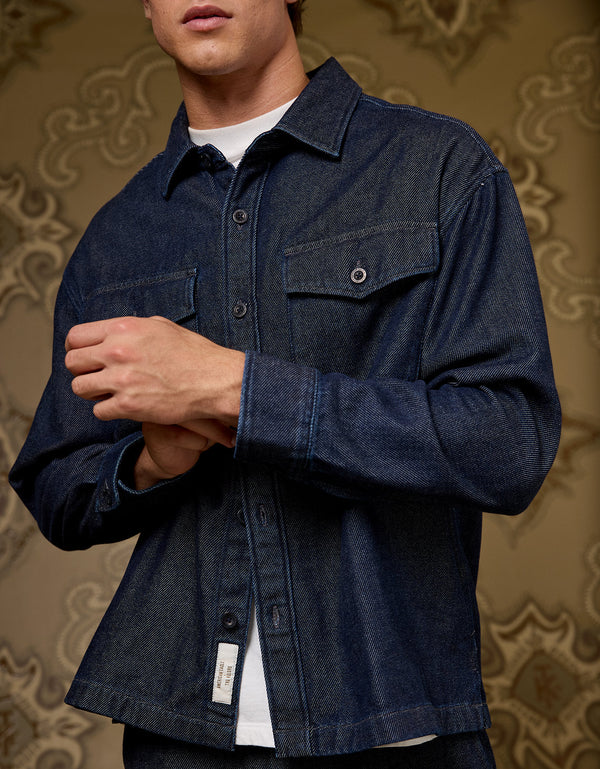 Ae x Tru Kolors Camisa en Denim Chenille - Azul