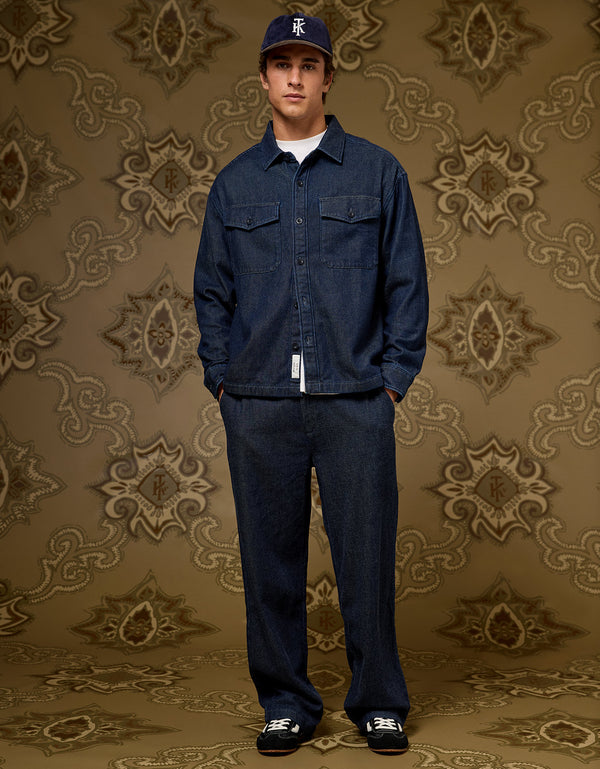 Ae x Tru Kolors Camisa en Denim Chenille - Azul