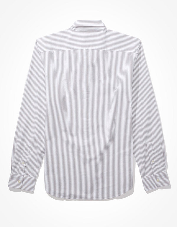 Camisa Slim de Rayas Manga Larga Hombre AE - Gris