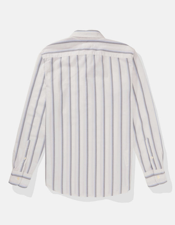 Camisa Slim de Rayas Manga Larga Hombre AE - Blanco