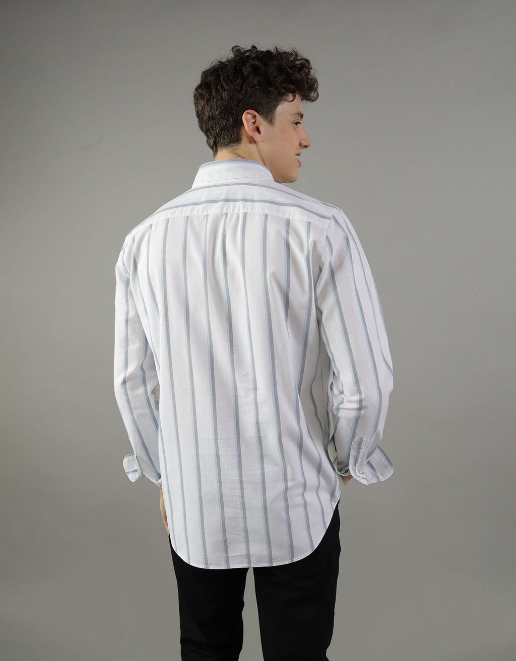 Camisa Slim de Rayas Manga Larga Hombre AE - Blanco 0153_2103_100_ob