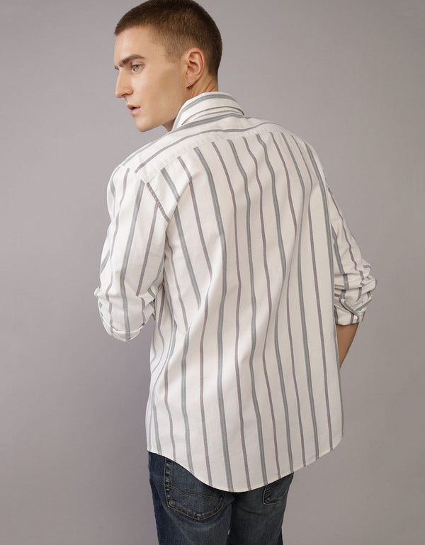 Camisa Slim de Rayas Manga Larga Hombre AE - Generico