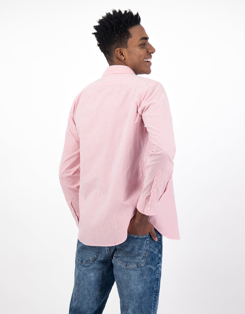 Camisa Slim de Rayas Manga Larga Hombre AE - Rosa 0153_2103_199_ob