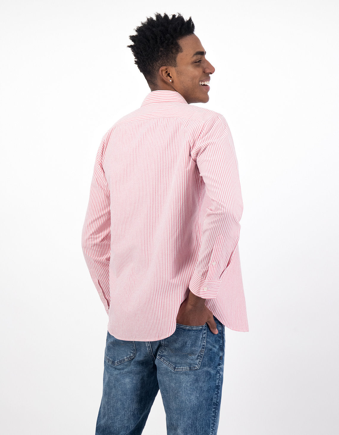 Camisa Slim de Rayas Manga Larga Hombre AE - Rosa 0153_2103_199_ob