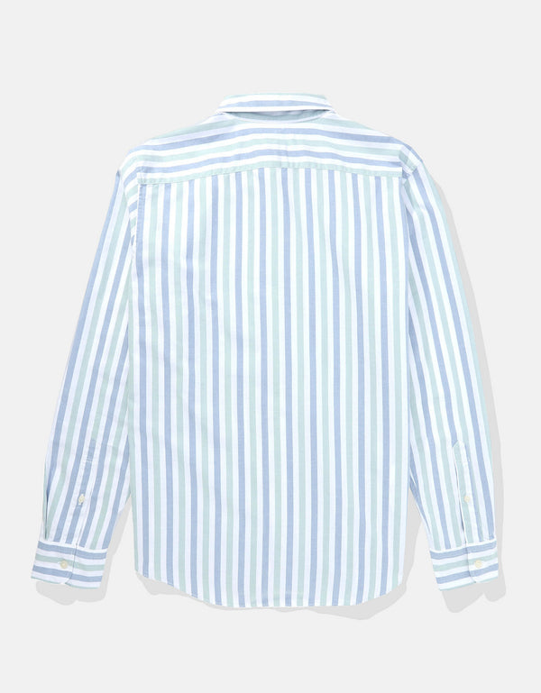 Camisa Slim de Rayas Manga Larga Hombre AE - Verde