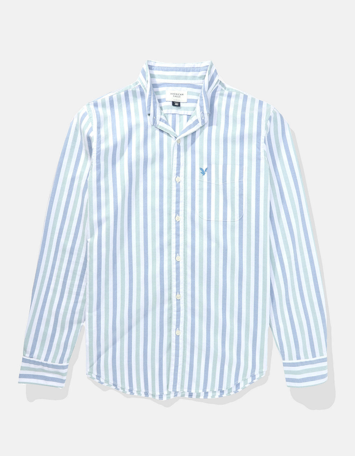 Camisa Slim de Rayas Manga Larga Hombre AE - Verde 0153_2103_300_f