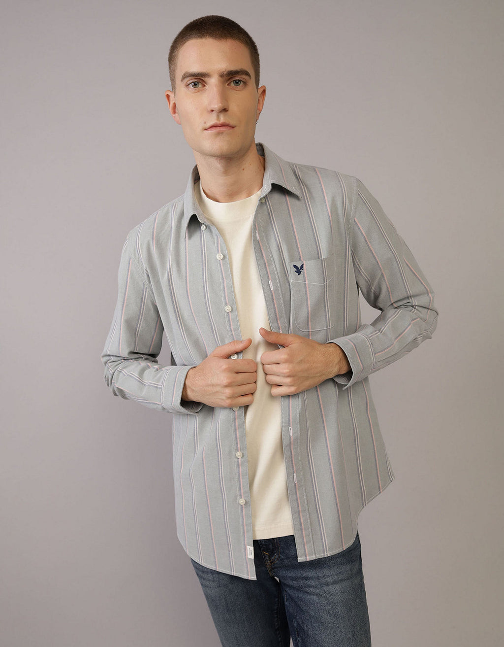 Camisa Slim de Rayas Manga Larga Hombre AE - Generico 0153_2103_309_of
