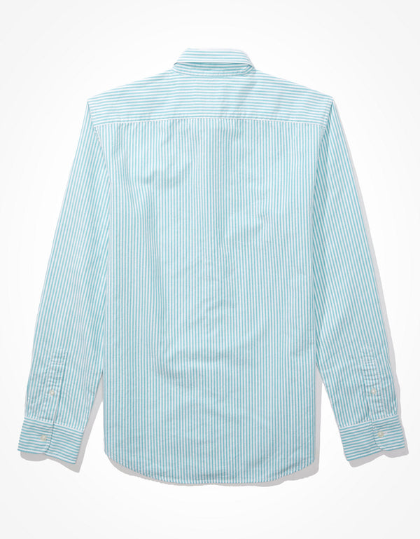 Camisa Slim de Rayas Manga Larga Hombre AE - Azul