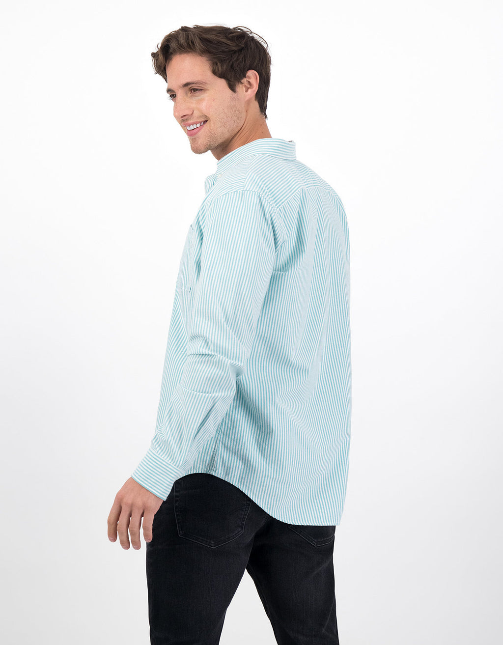 Camisa Slim de Rayas Manga Larga Hombre AE - Azul 0153_2103_323_ob