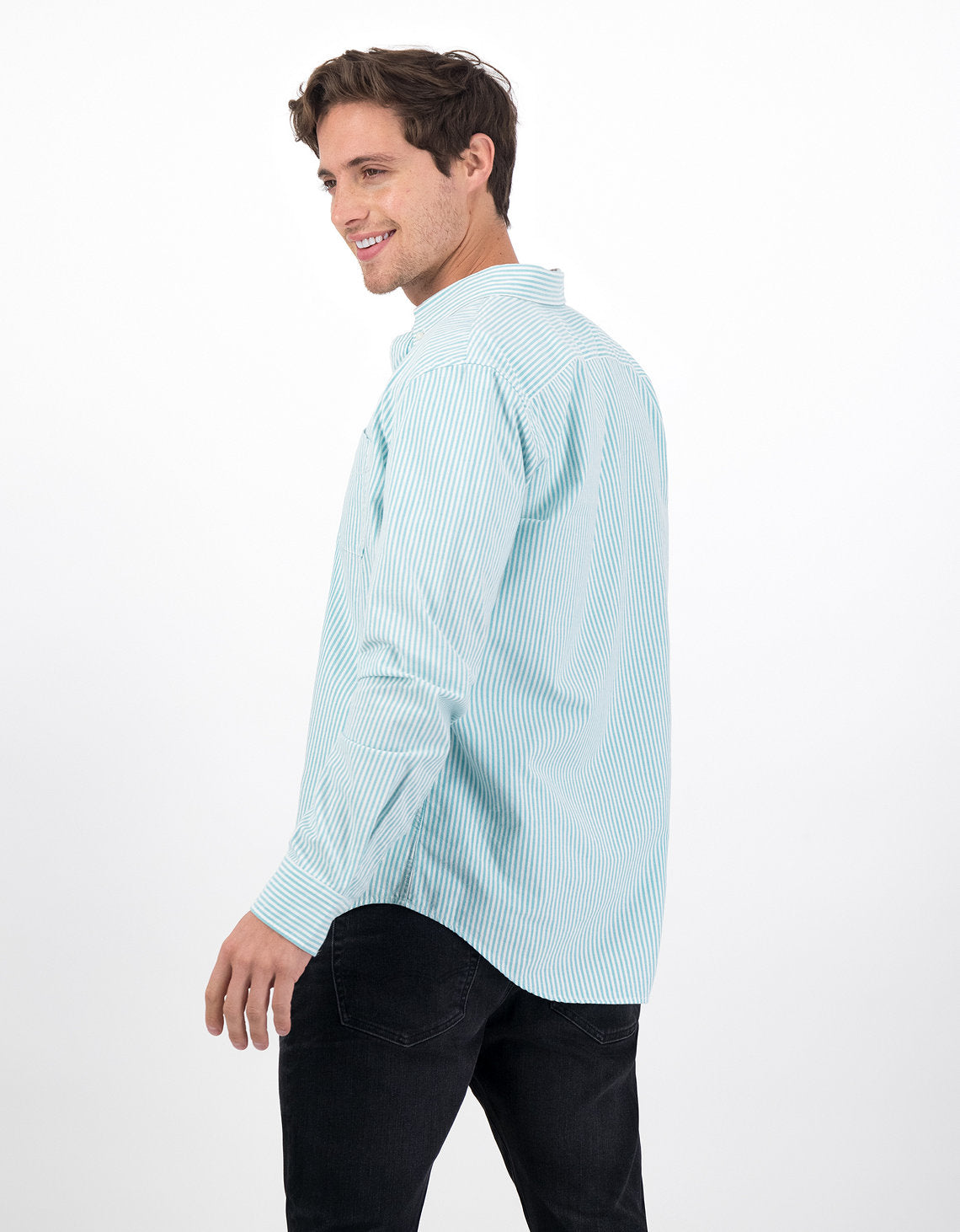 Camisa Slim de Rayas Manga Larga Hombre AE - Azul 0153_2103_323_ob