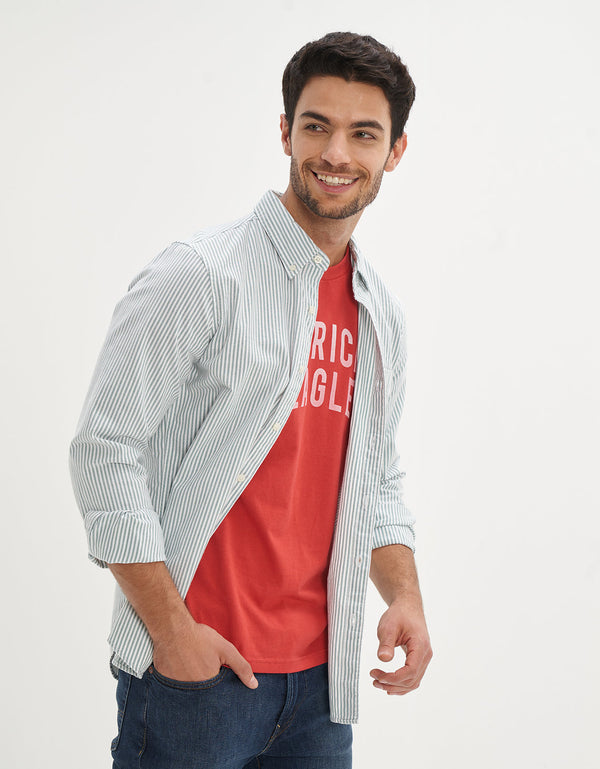 Camisa Slim de Rayas Manga Larga Hombre AE - Generico