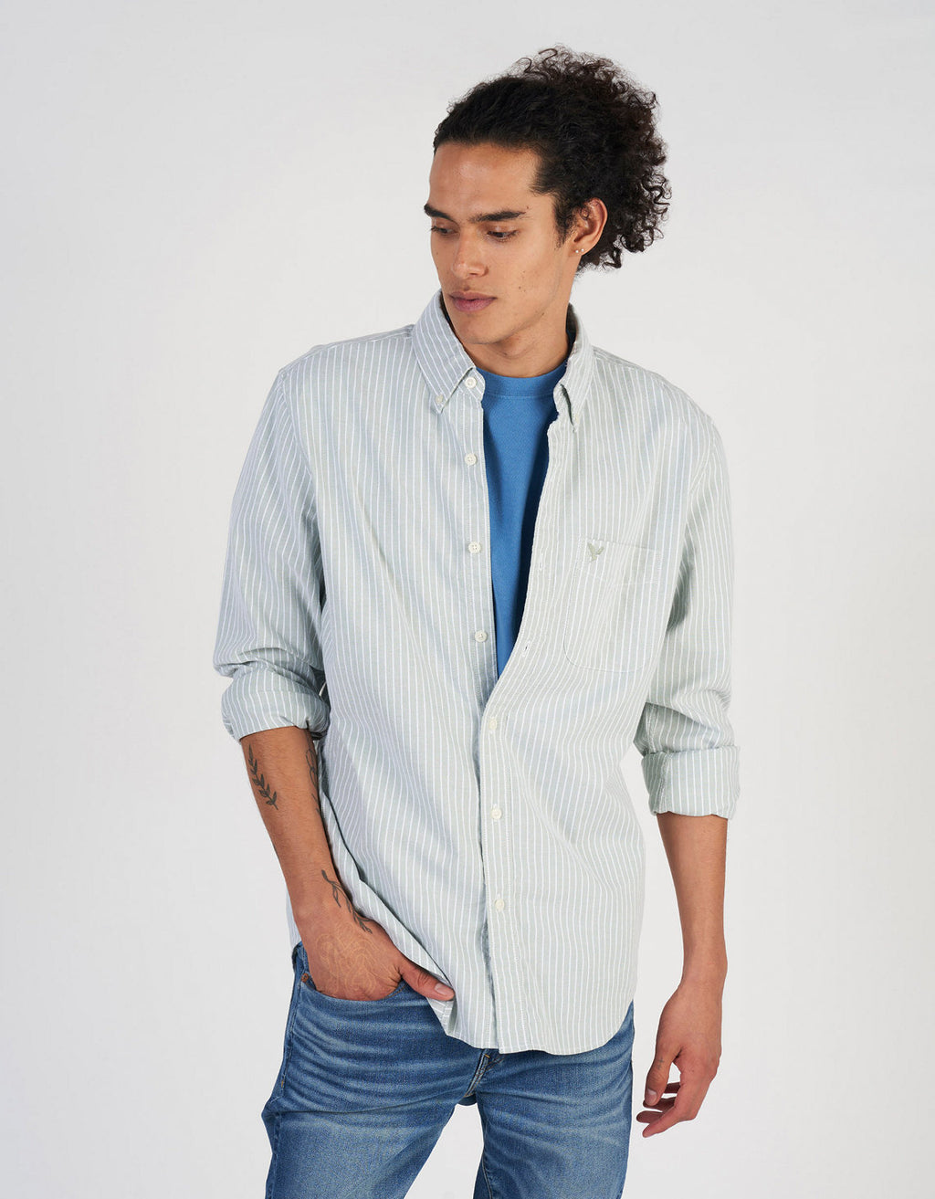 Camisa Slim de Rayas Manga Larga Hombre AE - Generico 0153_2103_379_of