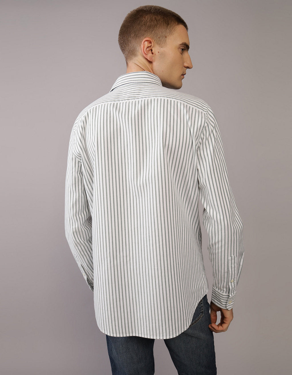 Camisa Slim de Rayas Manga Larga Hombre AE - Azul 0153_2103_387_ob