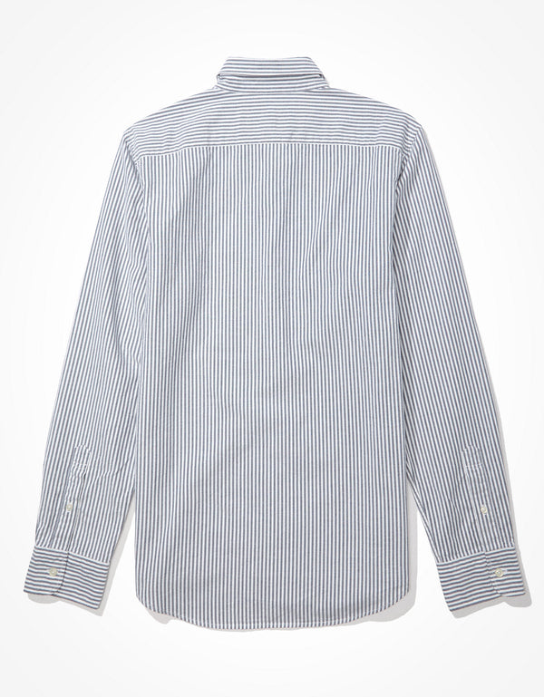 Camisa Slim de Rayas Manga Larga Hombre AE - Azul