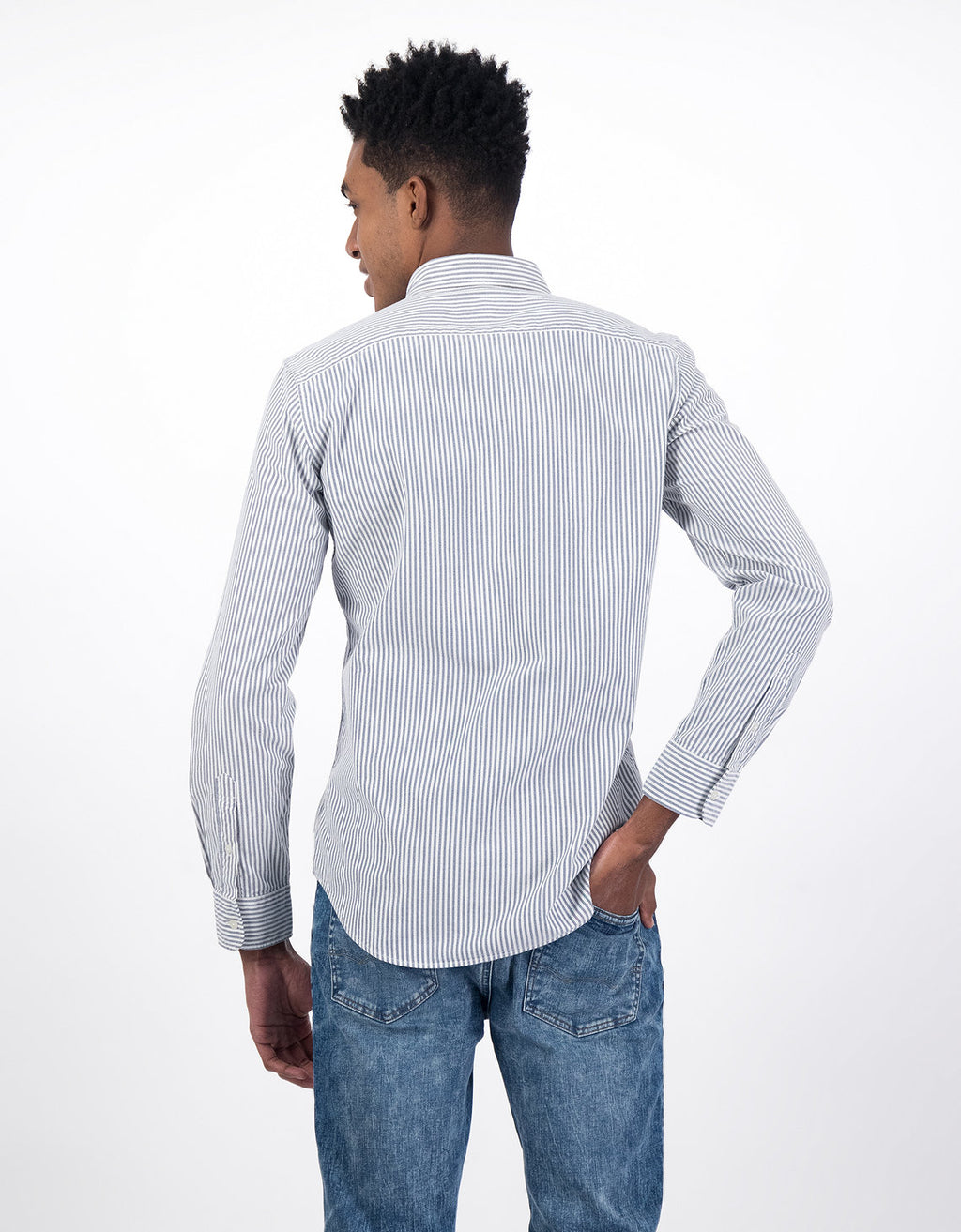 Camisa Slim de Rayas Manga Larga Hombre AE - Azul 0153_2103_400_ob