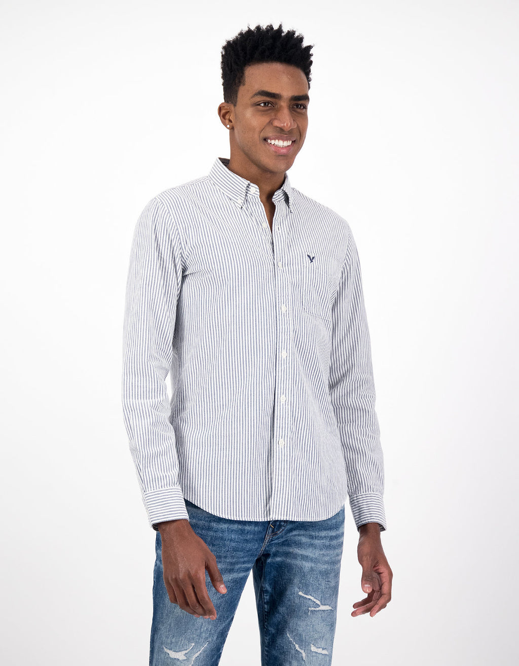 Camisa Slim de Rayas Manga Larga Hombre AE - Azul 0153_2103_400_of