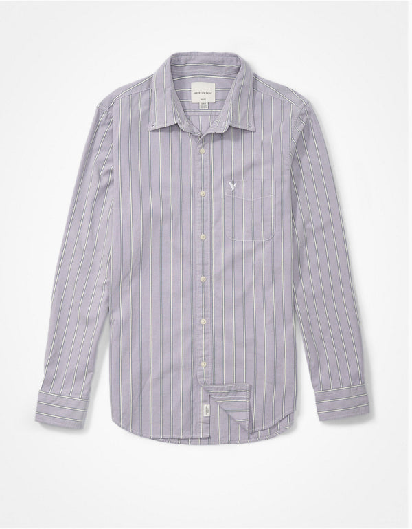 Camisa Slim de Rayas Manga Larga Hombre AE - Morado