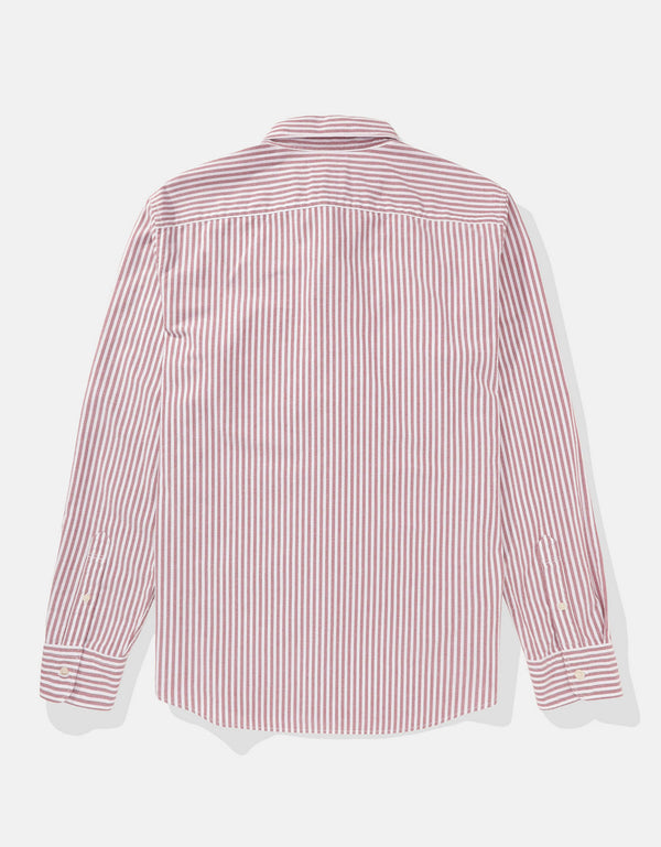 Camisa Slim de Rayas Manga Larga Hombre AE - Rojo