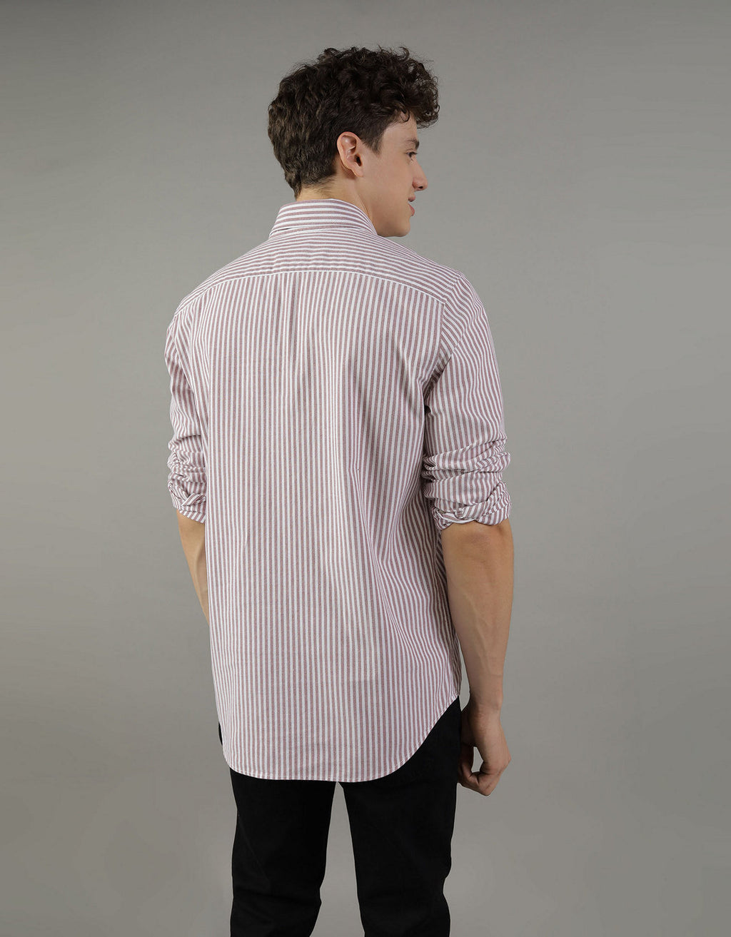 Camisa Slim de Rayas Manga Larga Hombre AE - Rojo 0153_2103_600_ob