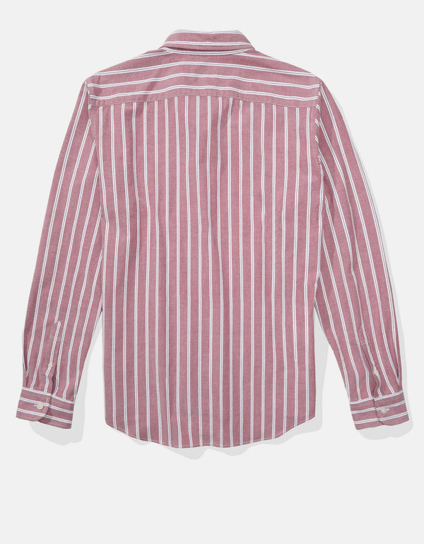 Camisa Slim de Rayas Manga Larga Hombre AE - Rojo
