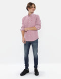 Camisa Slim de Rayas Manga Larga Hombre AE - Rojo 0153_2103_620_of
