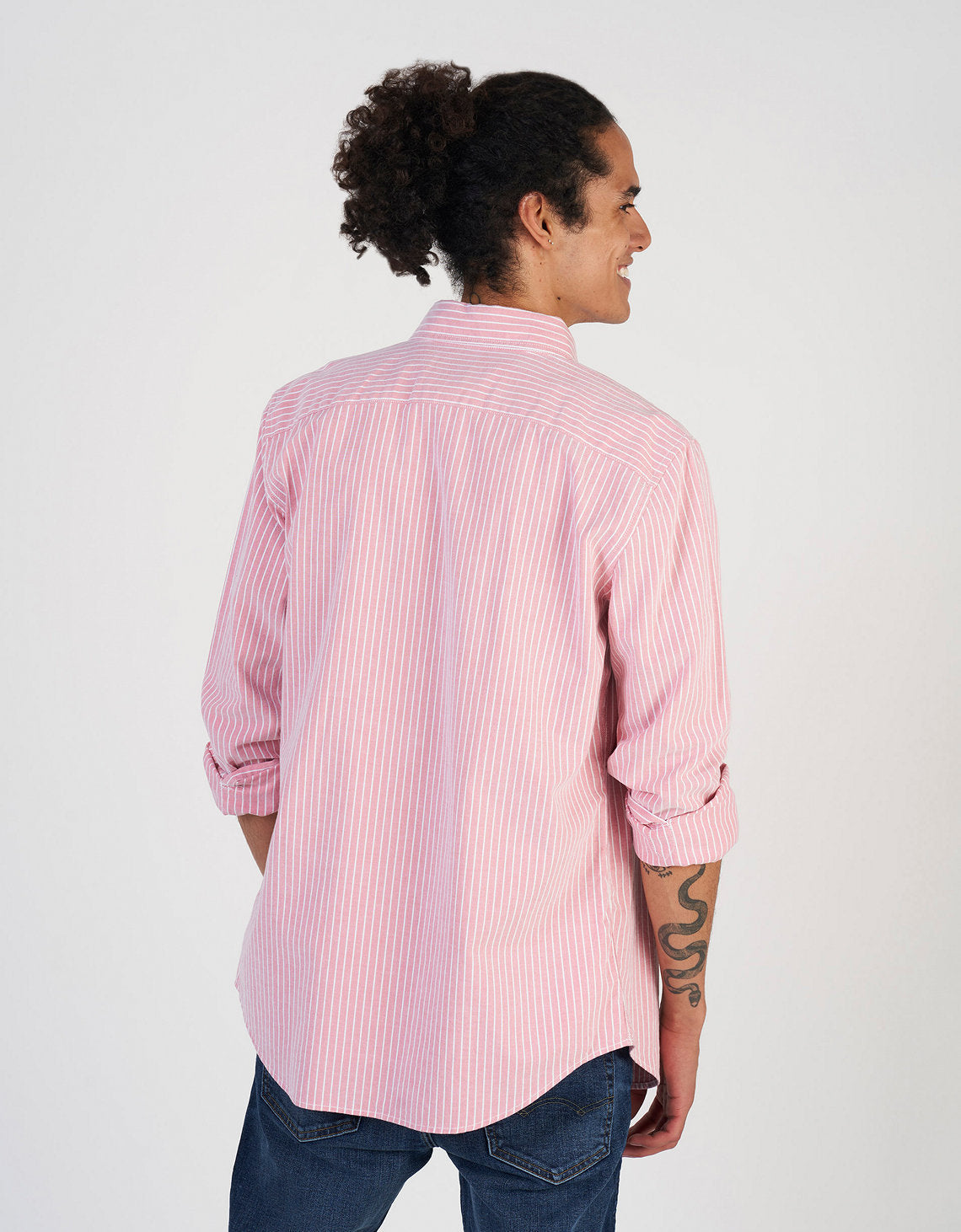 Camisa Slim de Rayas Manga Larga Hombre AE - Rosa 0153_2103_626_ob