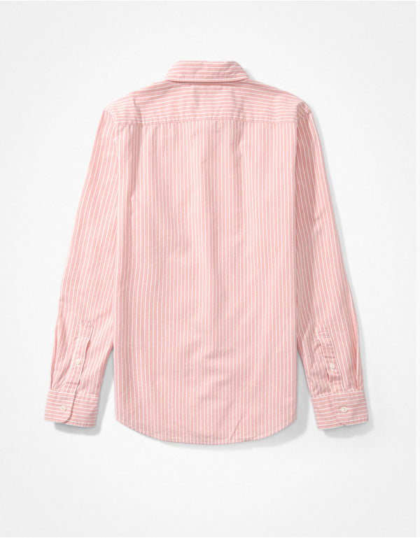Camisa Slim de Rayas Manga Larga Hombre AE - Rojo