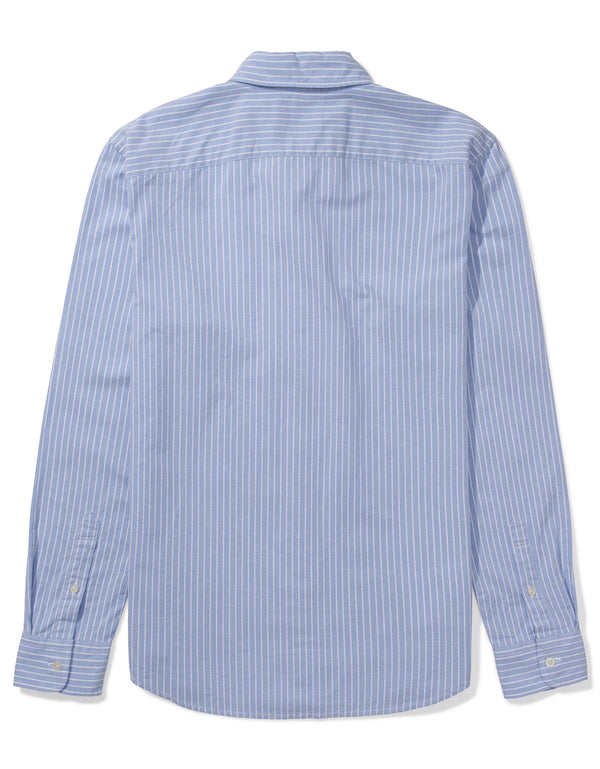 Camisa Slim de Rayas Manga Larga Hombre AE - Azul