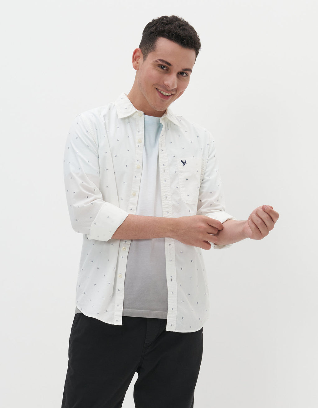 Camisa slim fit con botones Everyday Ae - Blanco 0153_2361_101_of