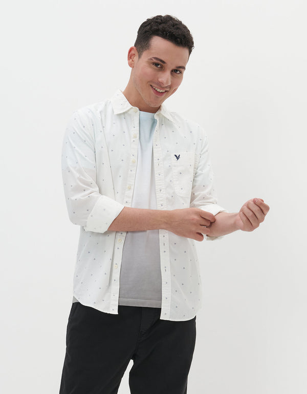 Camisa slim fit con botones Everyday Ae - Blanco