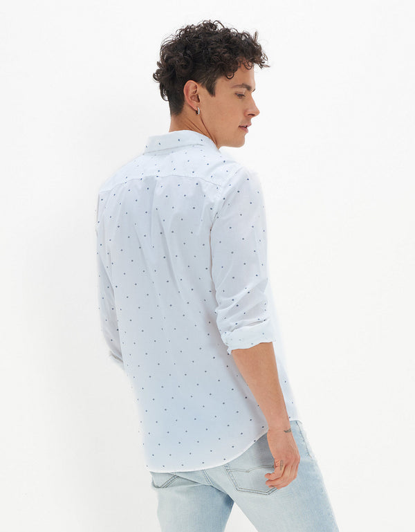 Camisa slim fit con botones Everyday Ae - Blanco