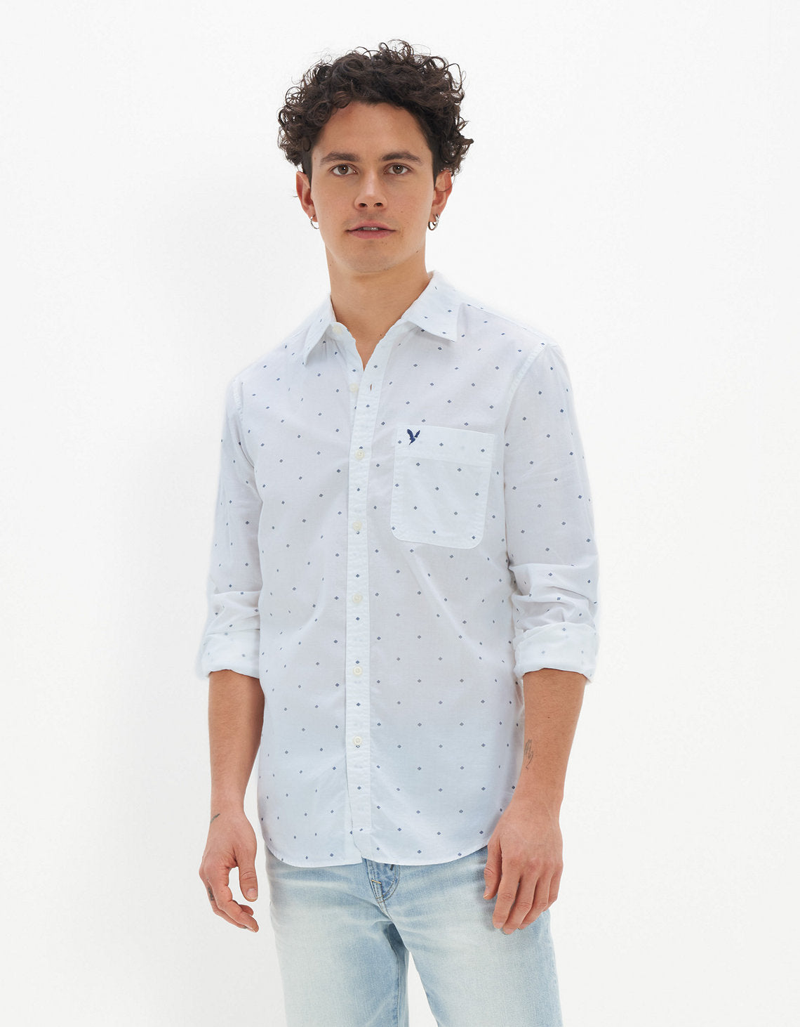 Camisa slim fit con botones Everyday Ae - Blanco 0153_2361_134_of