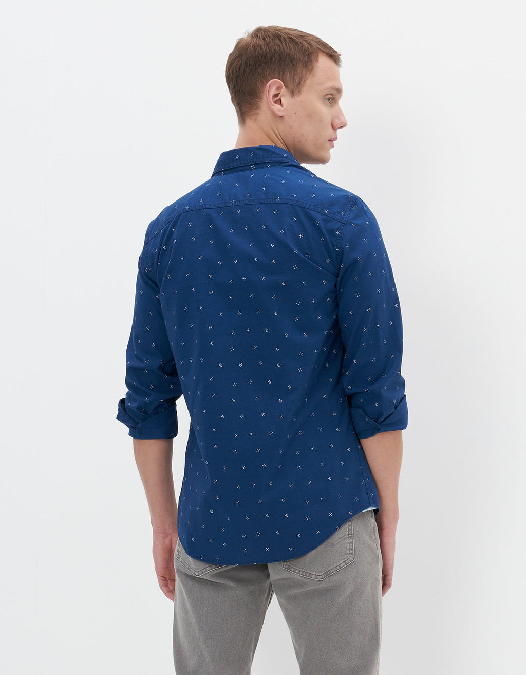 Camisa slim fit con botones Everyday Ae - Azul 0153_2361_410_ob