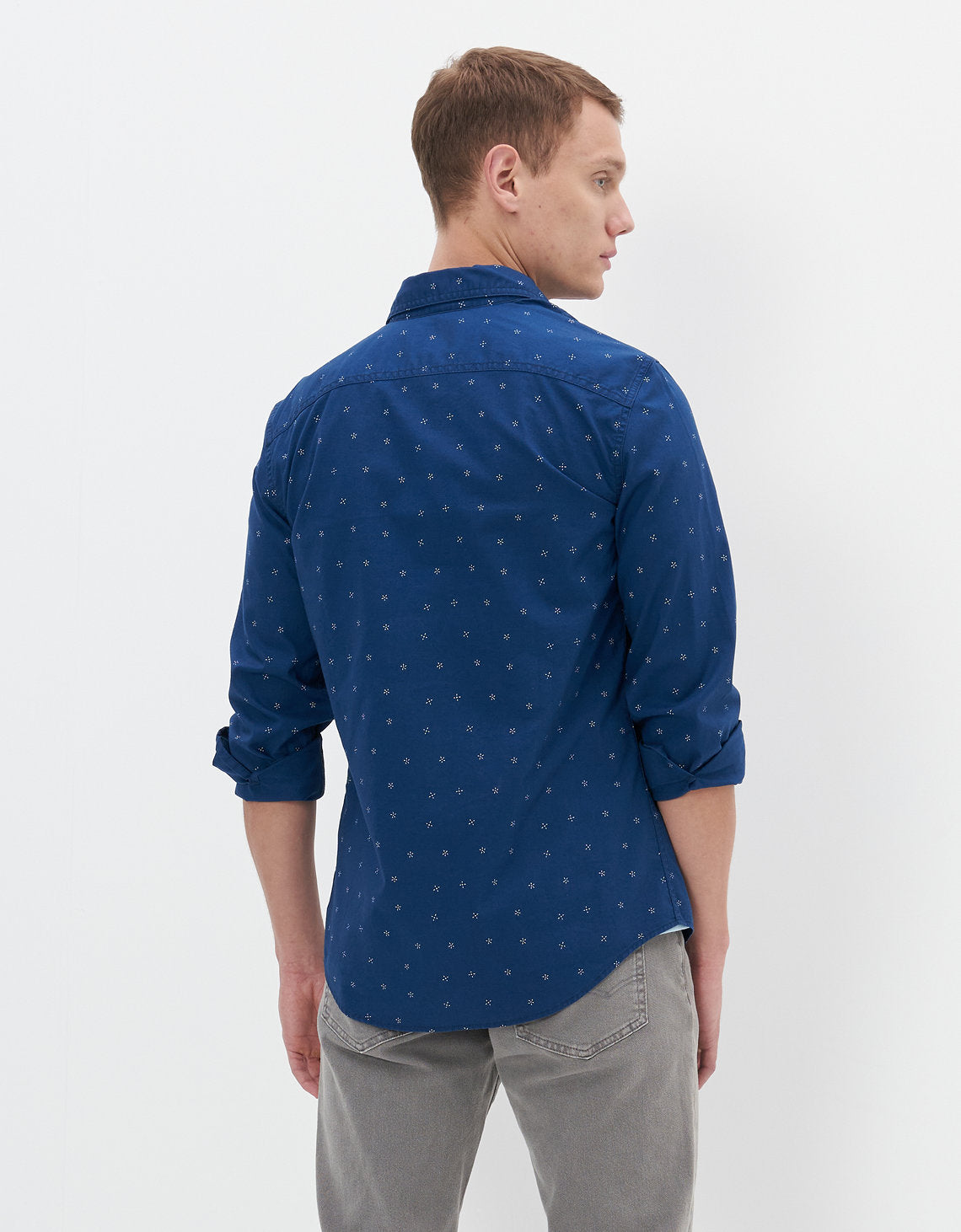 Camisa slim fit con botones Everyday Ae - Azul 0153_2361_410_ob