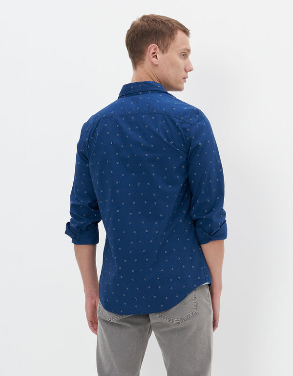 Camisa slim fit con botones Everyday Ae - Azul