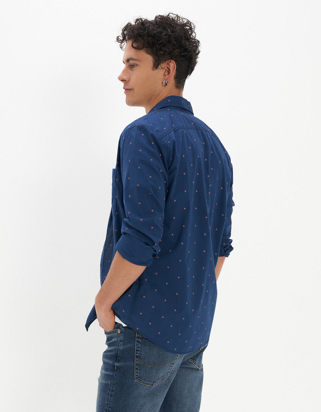 Camisa slim fit con botones Everyday Ae - Azul 0153_2361_487_ob