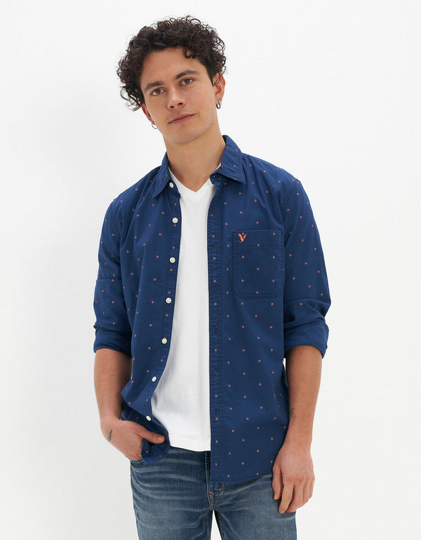 Camisa slim fit con botones Everyday Ae - Azul