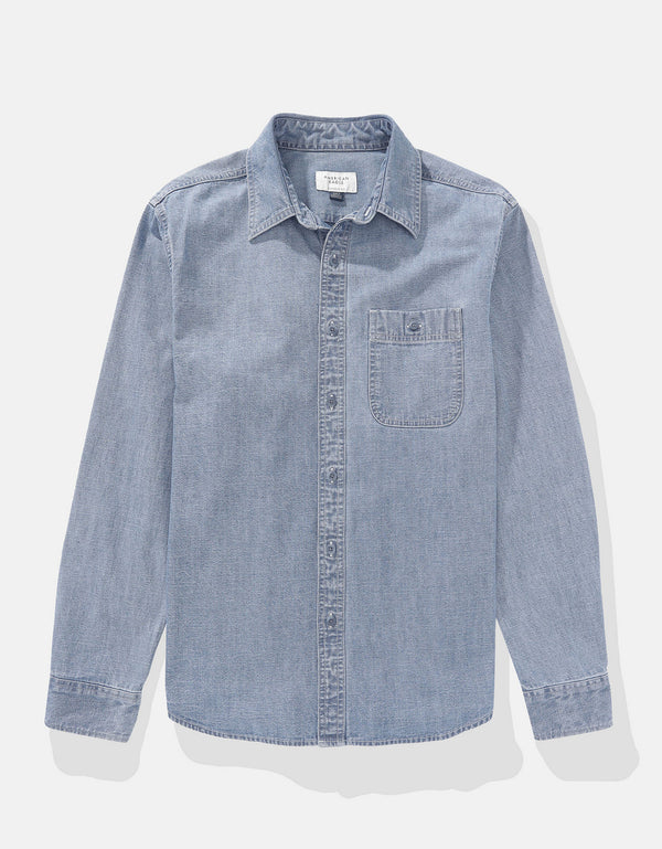 Camisa en Denim Manga Larga de Hombre - Generico