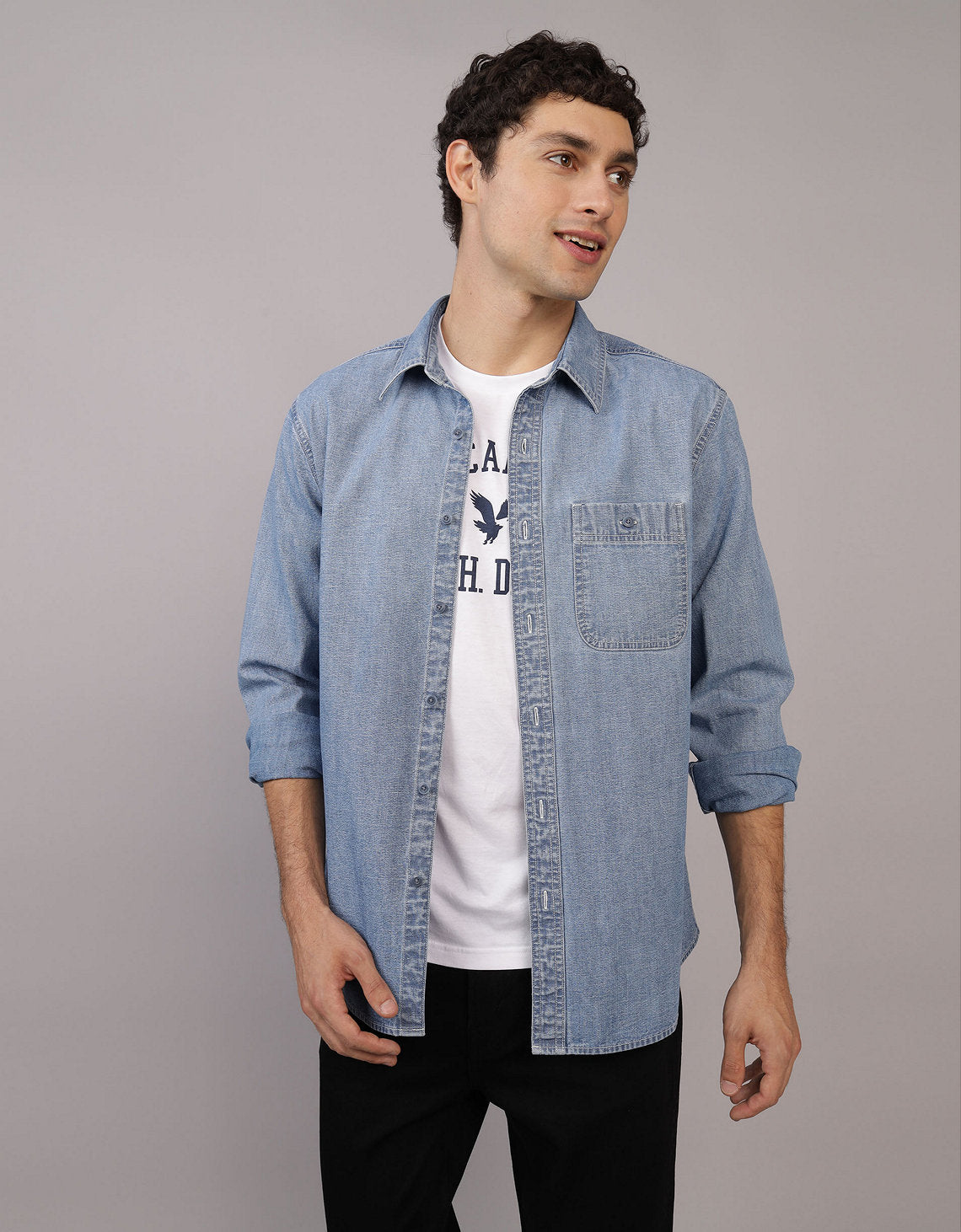 Camisa en Denim Manga Larga de Hombre - Generico 0153_2608_915_of