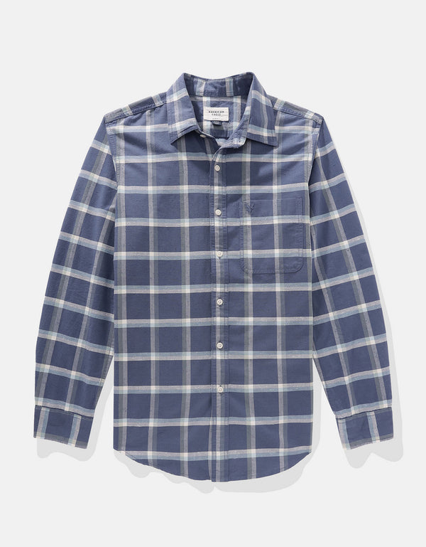 Camisa de Cuadros Manga Larga Hombre AE - Azul
