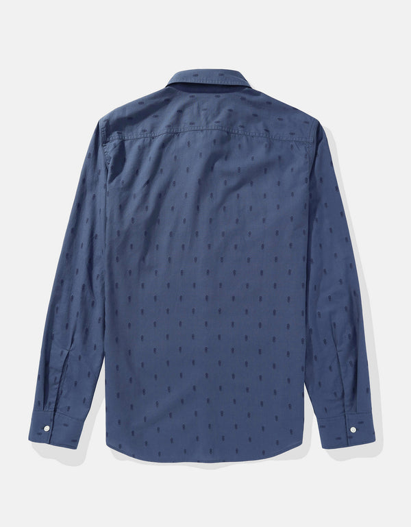 Camisa Oxford estampada Manga Larga Hombre AE - Azul