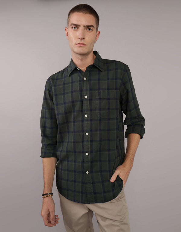 Camisa Manga Larga con patrón de cuadros Hombre AE - Generico