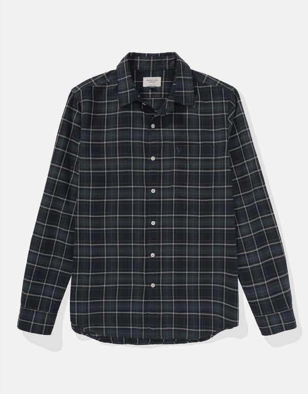Camisa Manga Larga con patrón de cuadros Hombre AE - Azul